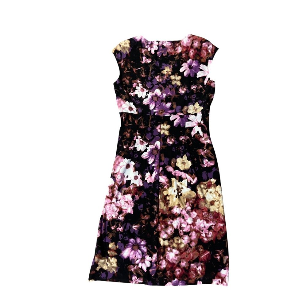 Lauren Ralph Lauren Floral Sheath Dress Womens 8 Ruched Midi Used - Picture 3 of 12